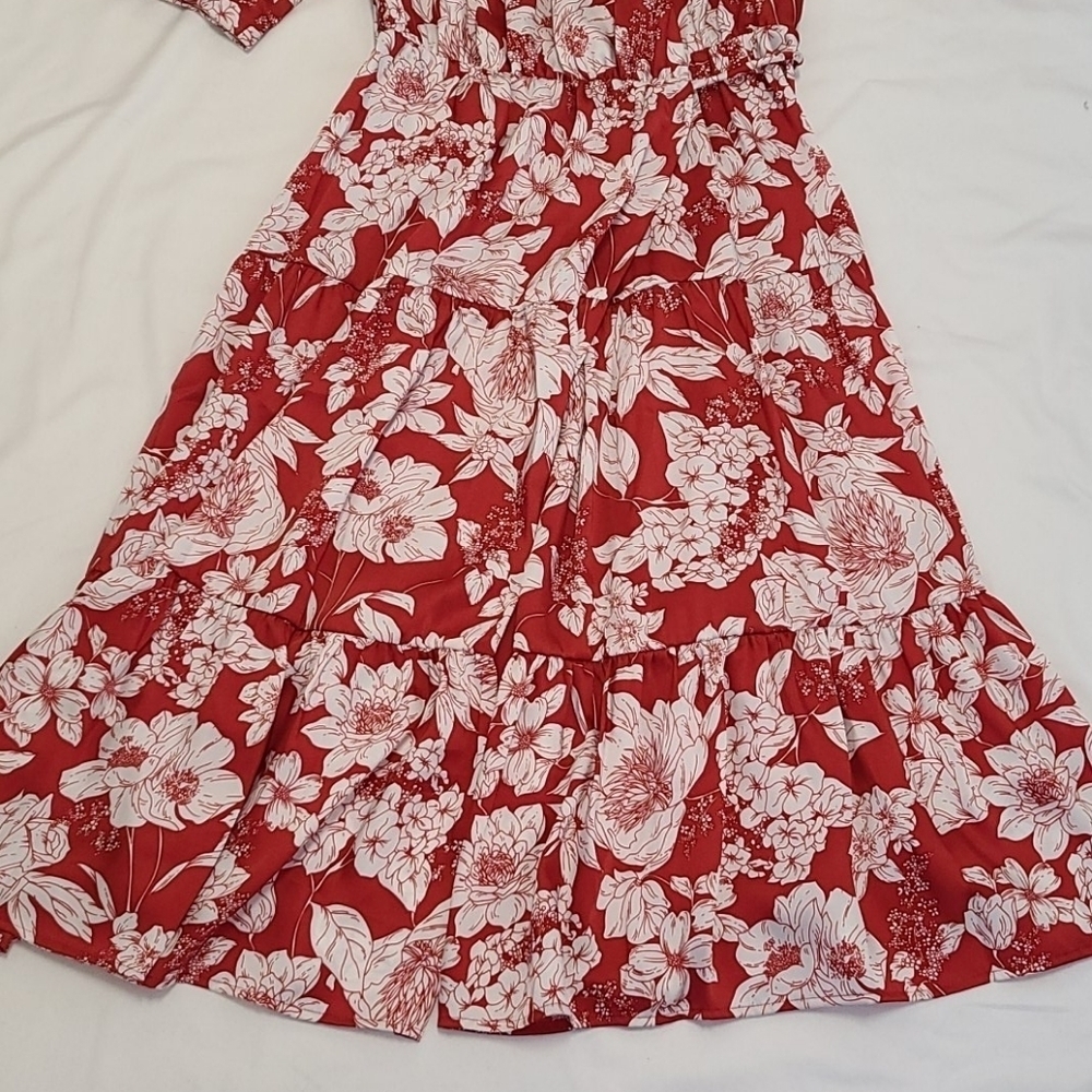 NWT Rebecca Minkoff Red Floral Wrap Dress … - Picture 5 of 16